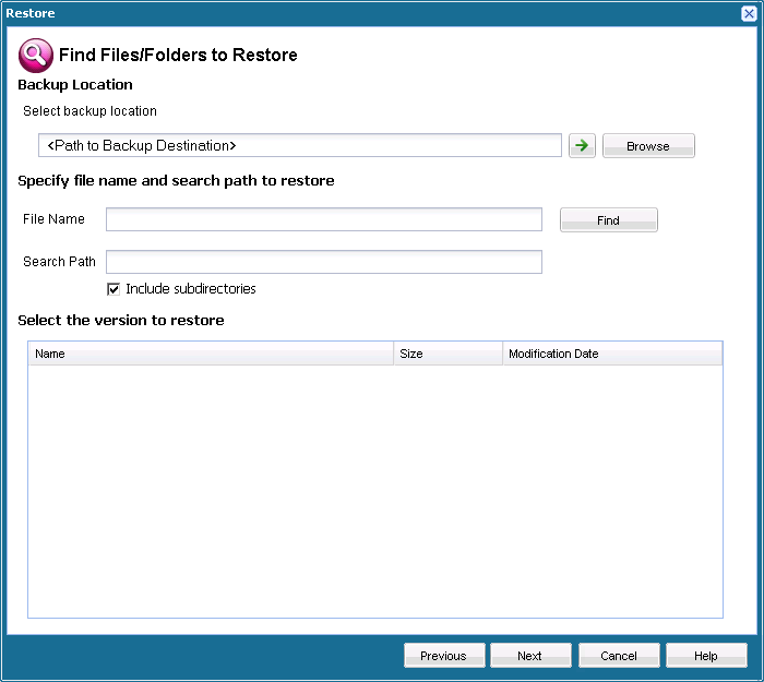 Restore Method - Find Files